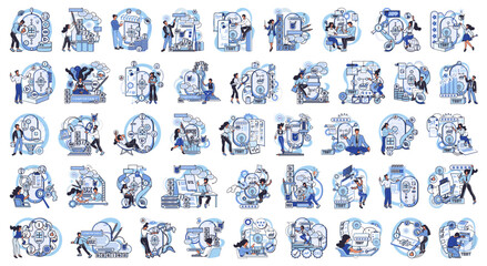 Application testing metaphor. Vector illustration. App test, boot camp training for app before it gets released Software testing, tool that polishes raw edges of code Application testing, refining