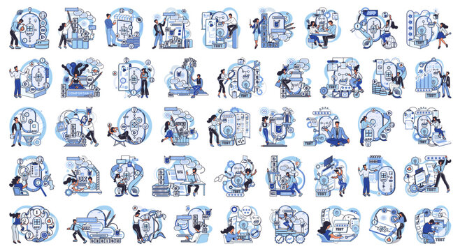 Application testing metaphor. Vector illustration. App test, boot camp training for app before it gets released Software testing, tool that polishes raw edges of code Application testing, refining