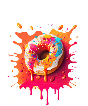Fancy donuts with paint splashes