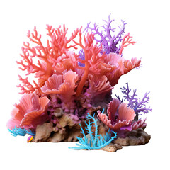 small coral reef , isolated on transparent background cutout