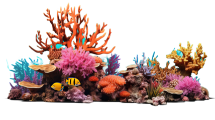 coral reef isolated PNG on transparent background cutout, generative ai