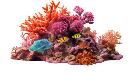 coral reef isolated PNG on transparent background cutout, generative ai
