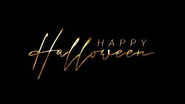 Happy Helloween Text Animation in gold and red color. Happy Halloween Text 4k animation video. Halloween Trick or Treat Video. Perfect for the world's hallowen celebrations. alpha channel