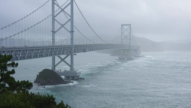 Typhoon hits Onaruto Bridge in Shikoku Japan