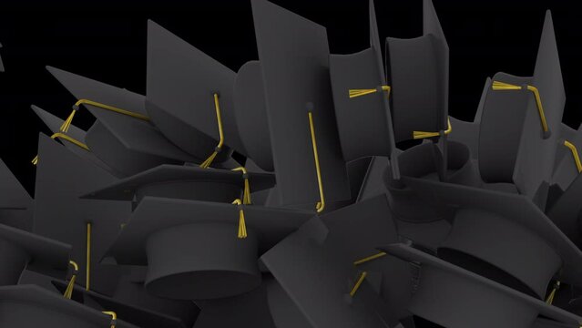 Graduation Caps Transition with transparent (alpha) background