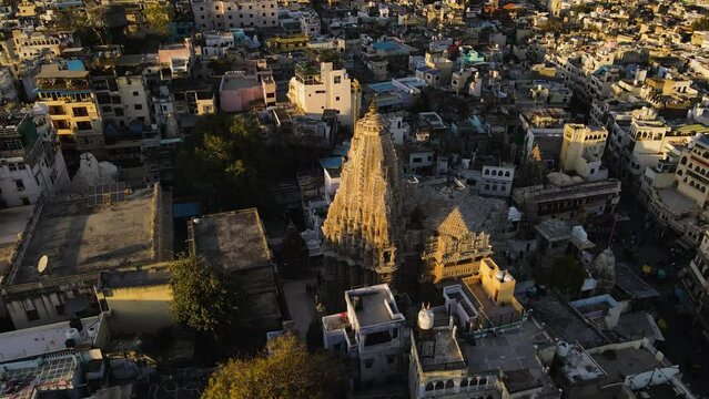 Aerial View Of Shree Dwarkadhish Temple In Dwarka, Gujarat, India.
