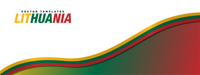 3D lithuanian Flag Banner with copy space and 3d Curacao flag ribbon. Silk lithuania banner design background. lithuania Flag template. Editable Vector Illustration