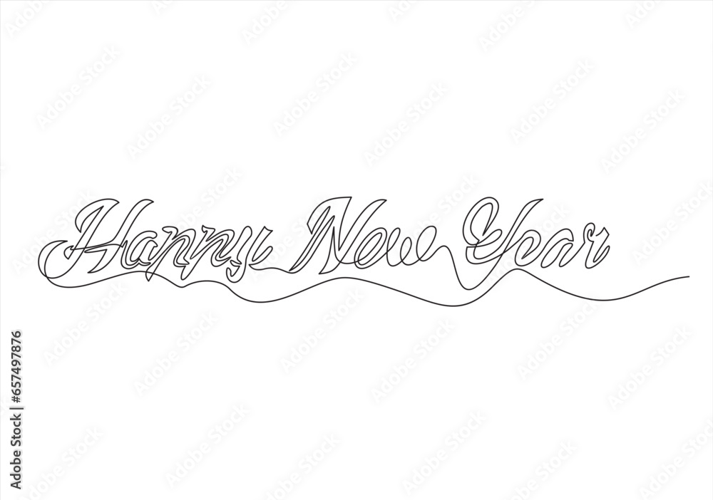 Poster happy new year 2024 logo text design. 2024 year number one continuous line drawing. vector illustrat
