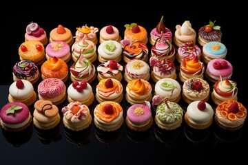 Fototapeta na wymiar Brightly decorated pastries. Generative AI