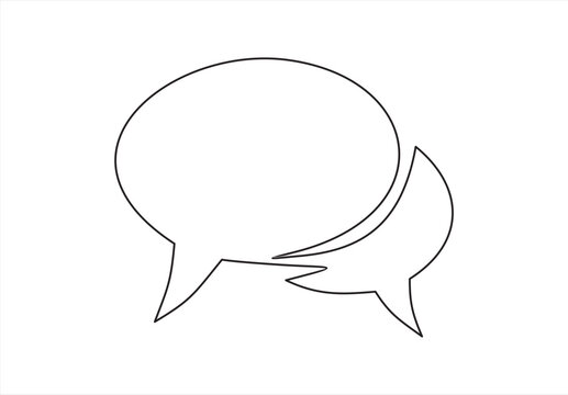 Speech bubble in One line drawing. Dialogue Chat cloud in simple linear style. Editable stroke. Doodle Vector illustration