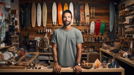Fotobehang Owner of a small skateboard business © EmmaStock