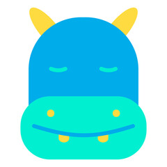 Flat Hippopotamus face icon
