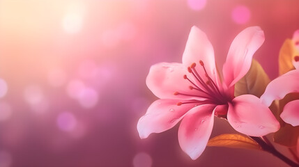 Beautiful pink flower with blurred background using as cover page natural flora wallpaper or...