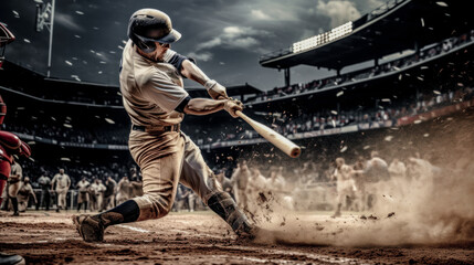 Fototapeta premium Baseball Softball The Batter Tries to Hit the Ball Digital Art Wallpaper Background Cover Brainstorming