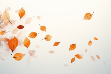 Falling Leaves, Isolated on a Clean White Background