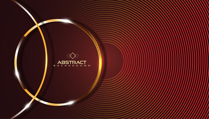 vector illustration modern and creative 3D digital geometric red and black color background design and golden rings,wallpaper and cover abstract backdrop.