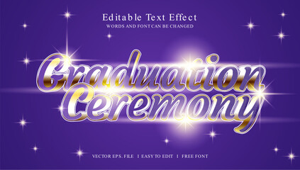 Editable text effect Graduation ceremony 3d style premium vector