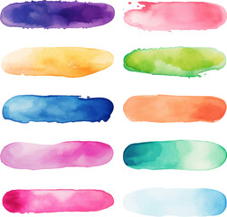 Multi-colored watercolors on a white background
