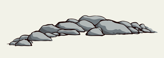 The stones lie on the ground. Vector drawing © Marina