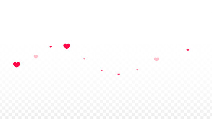 Hearts Confetti Falling Background. St. Valentine's Day pattern. Romantic Scattered Hearts Design Element. Love. Sweet Moment. Gift. Cute Element of Design for Sales or Celebration.