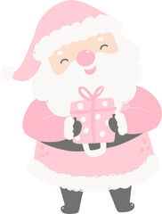 Cute happy Pink Christmas Santa Claus cartoon character illustration 