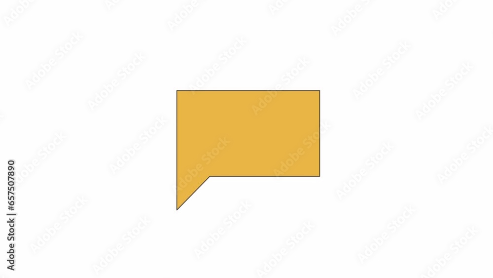 Poster rectangular chatting box empty line 2d object animation. blank notification shape flat color cartoon