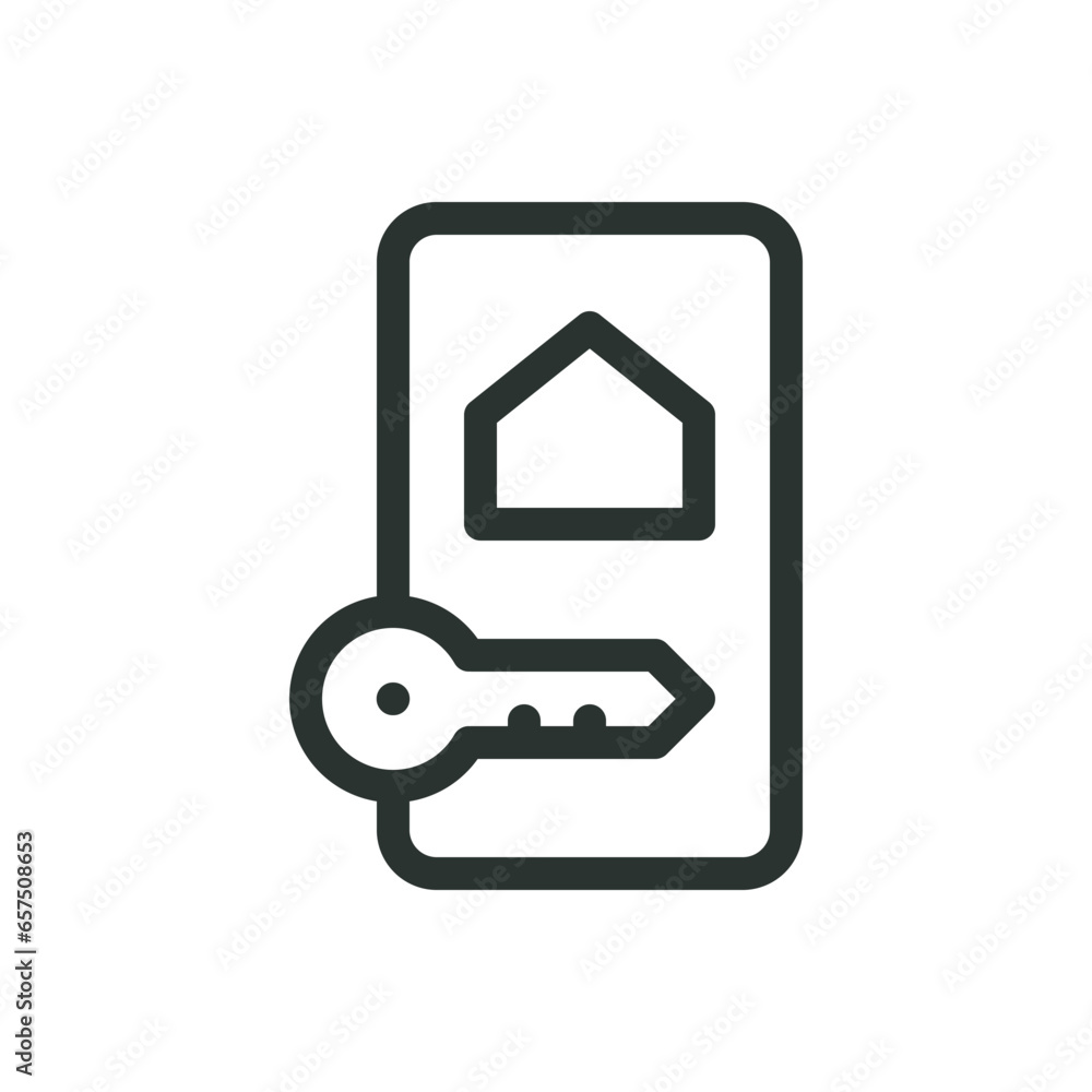 Poster home access app isolated icon, smart home key vector icon with editable stroke