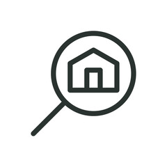 Search home isolated icon, searching for home vector icon with editable stroke