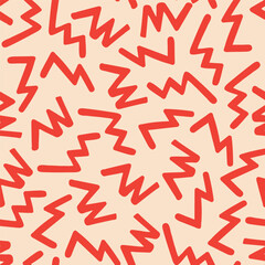 Abstract lightning shapes modern seamless pattern. Hand drawn vector illustration. Creative repeatable wallpaper background design