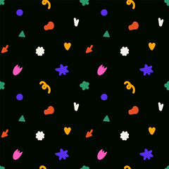 Modern seamless pattern with abstract elements. Hand drawn vector illustration. Creative repeatable wallpaper background design