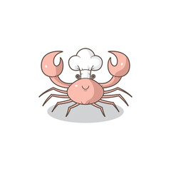 Fototapeta premium a crab in a chef's hat is smiling 01