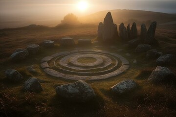 A mysterious circle where ancient whispers dance with the wind. Generative AI