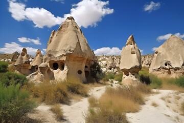 Rock formations in Pasabag Monks Valley, Cappadocia, Turkey. Generative AI