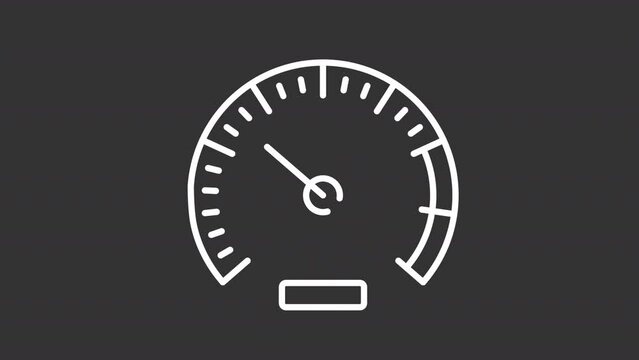 White simple thin line animation of gauge, HD video with transparent background, seamless loop 4K video representing measurement instrument.
