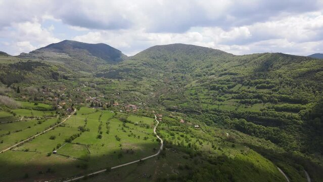 Amazing Aerial view of iskar gorge near village of Bov, Balkan Mountains, Bulgaria
