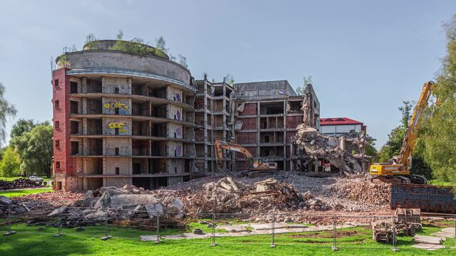 Dramatic Old Building Demolition Timelapse
