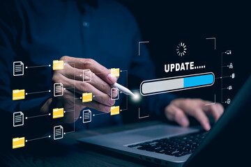 laptop with Update Software Computer Program Upgrade Business Technology Internet, Update on...