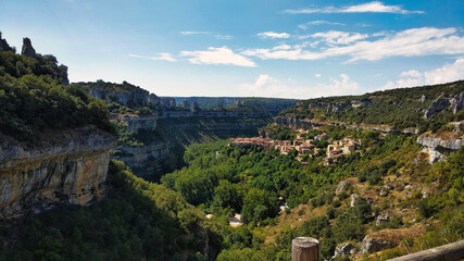 Fototapeta na wymiar View from the Orbaneja viewpoint of Castillo Burgos, Spain