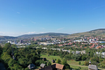 Fototapeta na wymiar Aerial view of Cluj Napoca city and Baciu village
