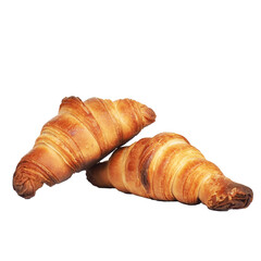 two mini croissants isolated on white