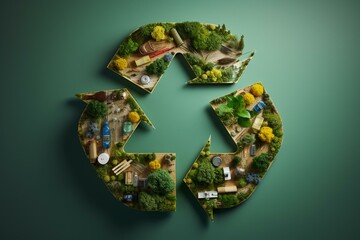Sustainable circular economy promotes mindful consumption and waste reduction. Generative AI - obrazy, fototapety, plakaty