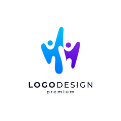 colorful people for childcare, charity, social, education or orphanage logo design