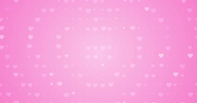 4k romantic pink background with little hearts. Love seamless looping animated background. Princess valentines style. Pale magenta light red colors wedding banner. Childish cute halftone soft pattern