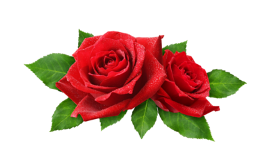 Red rose flowers in a floral arrangement isolated on white or transparent background