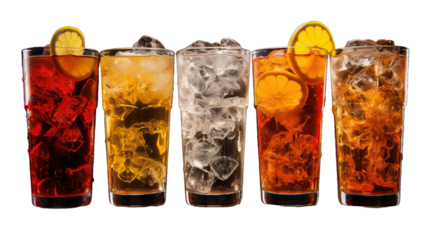 Ice Soft Drinks In The Glass, isolated on transparent white background cutout 