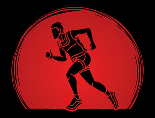 Marathon Runner A Man Running Action Jogging Sport Graphic Vector