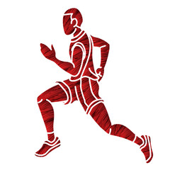 Marathon Runner A Man Running Action Jogging Sport Graphic Vector