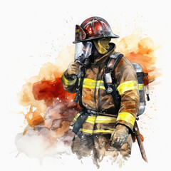 Obraz premium Firefighter Illustration, Generative Ai