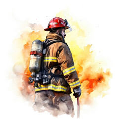 Fototapeta premium Firefighter Illustration, Generative Ai