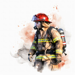 Fototapeta premium Firefighter Illustration, Generative Ai